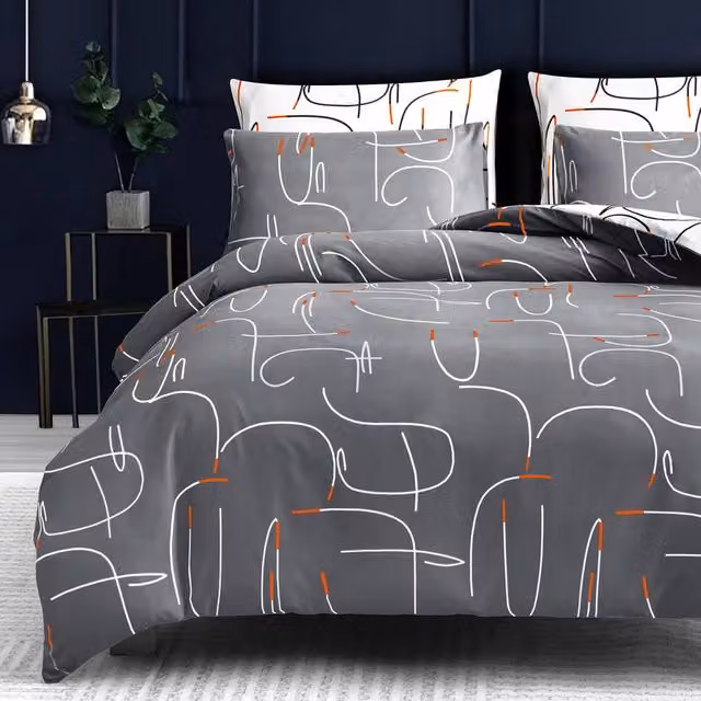 Pamposh Reversible Brushed Microfibre Duvet Cover and Pillowcase Set in Grey, Super King, 200 x 200 cm