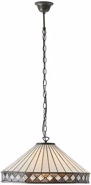 Loops Tiffany Glass Hanging Ceiling Pendant Light in Bronze and Clear