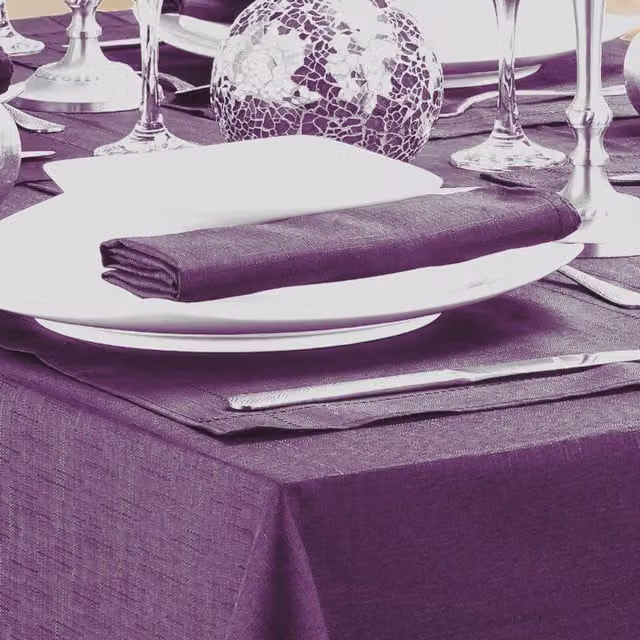 Kitchenwise Purple Linen Look Slubbed Rectangular Tablecloth