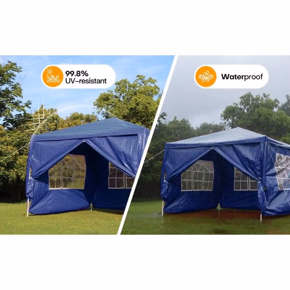 Hinsinc Waterproof Blue Party Gazebo Tent W: 300 cm, D: 300 cm – 4