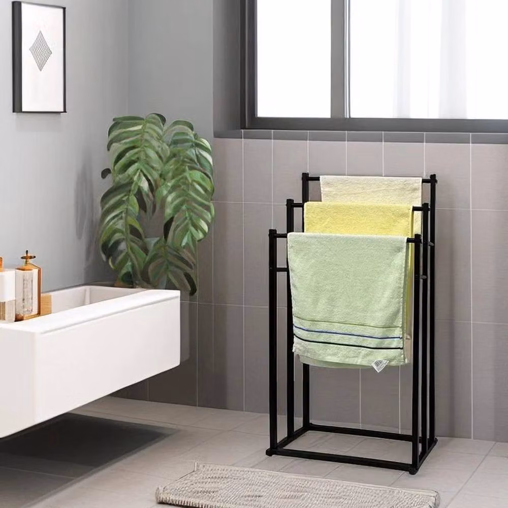 EONLION 3 Tier Freestanding Metal Towel Rail in Black, W/D/H: 44.0 x 21.0 x 86.0 cm – 5