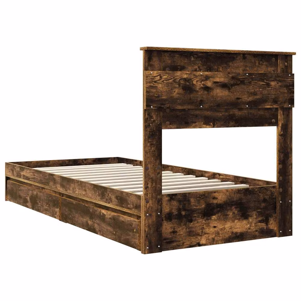 Berkfield Home Modern Storage Bed with Drawers in Smoked Oak Brown, W: 75 cm x L: 190 cm – 5