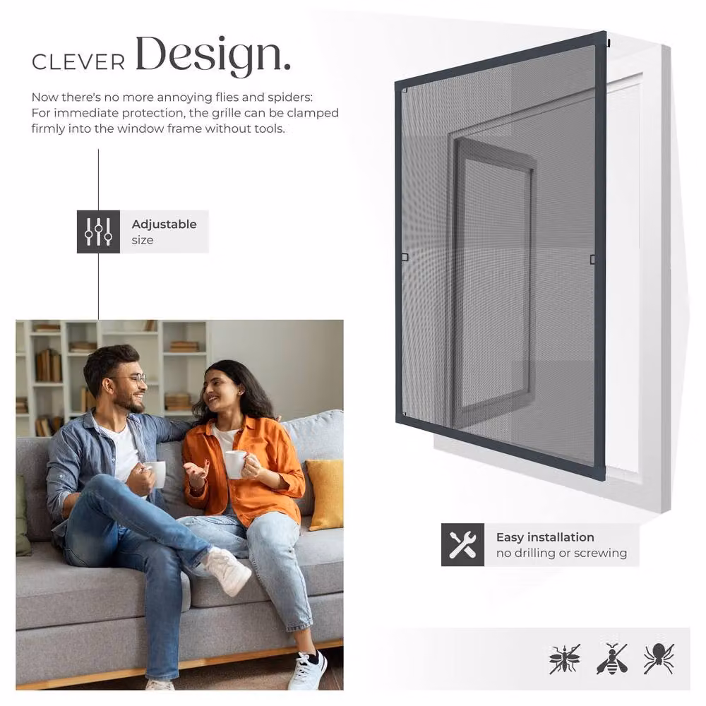 tectake Aluminum-Framed Window Screen in Grey, W: 130.0 cm, H: 150.0 cm – 4