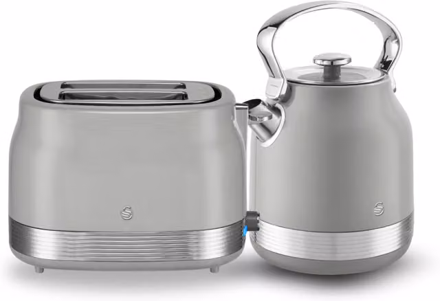 Swan Retro Revive Kettle and Toaster Bundle in Grey