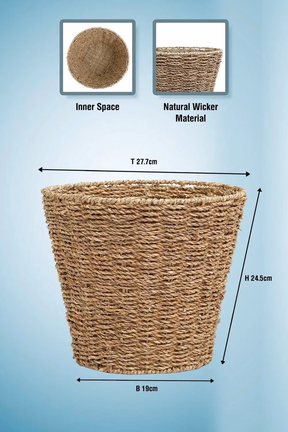 Arpan Set of 2 Round Seagrass Waste Paper Bins in Natural Beige and Sand – 2