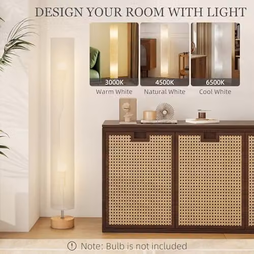 HOMCOM Modern LED Floor Lamp in Grey with Wood and Metal Accents, Height: 120 cm – 3