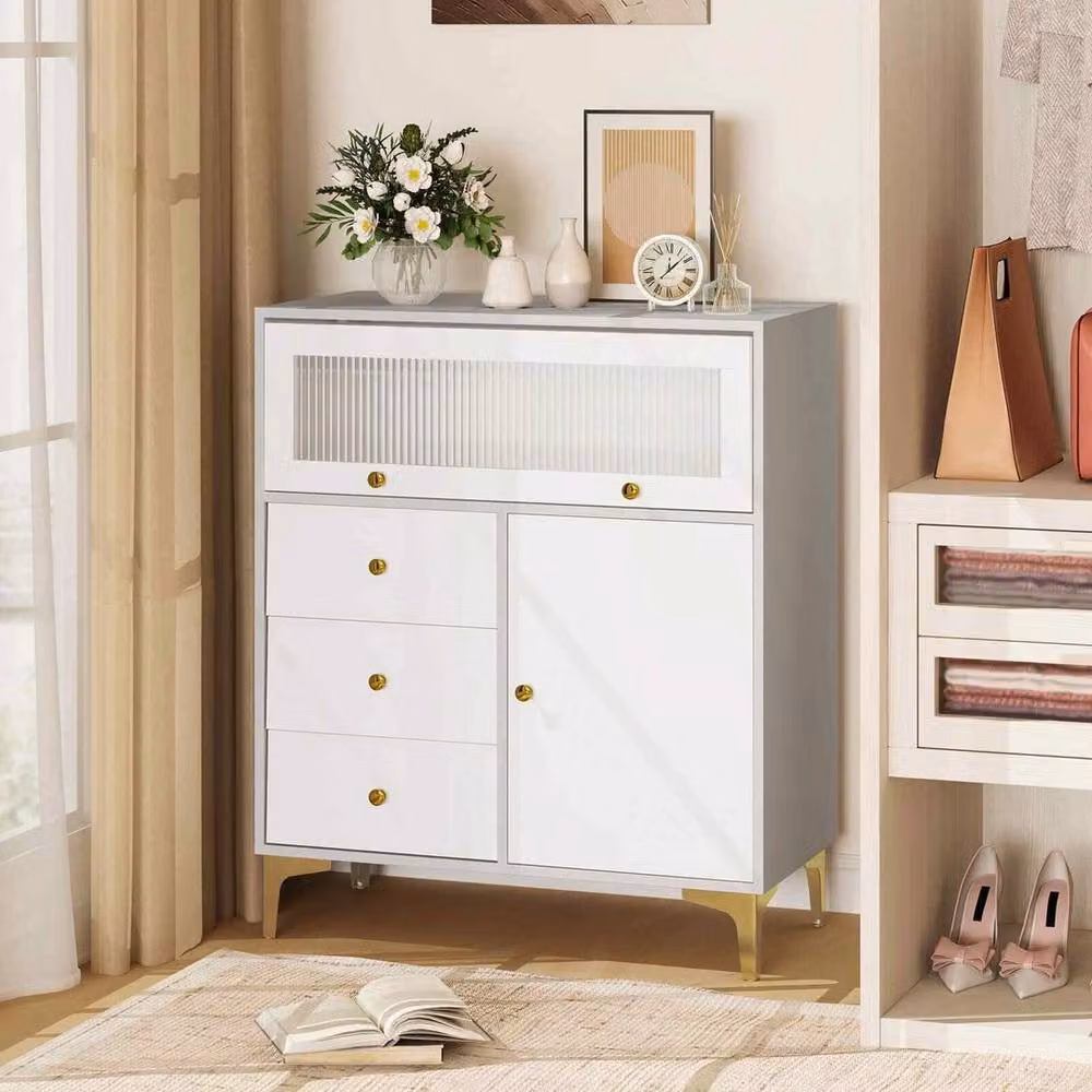 VOGREX Anti-Toppling Modern Storage Chest of Drawers in White – 3