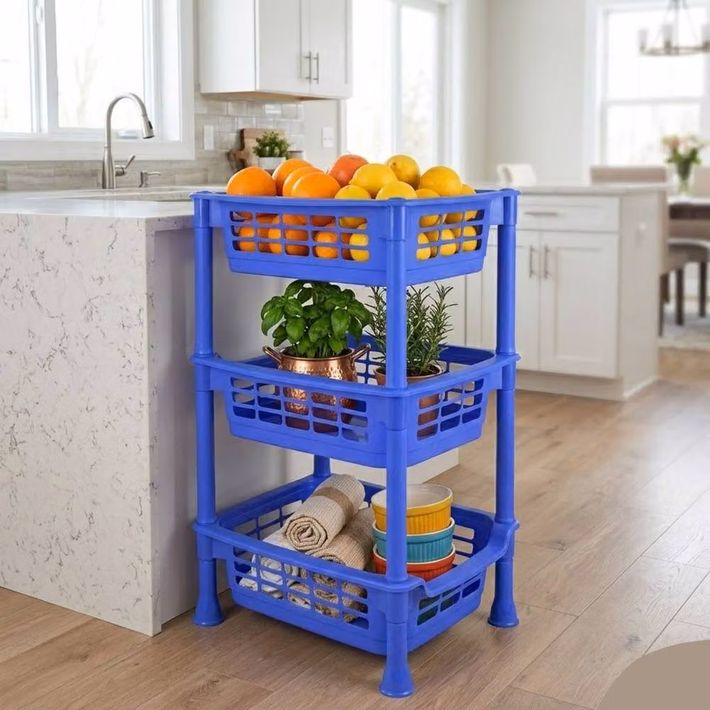 Bedsland 3 Tier Vegetable and Fruit Storage Rack Organizer in Blue – 3