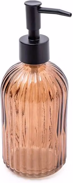 Candlelight Apothecary Glass Soap Dispenser with Black Pump in Amber – 1