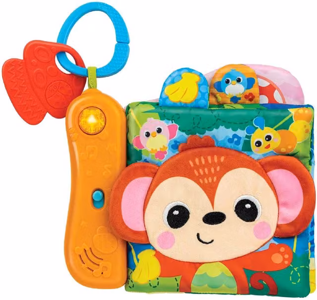 WinFun Jungle Animals Sensory Cloth Book in Multicolour and Orange