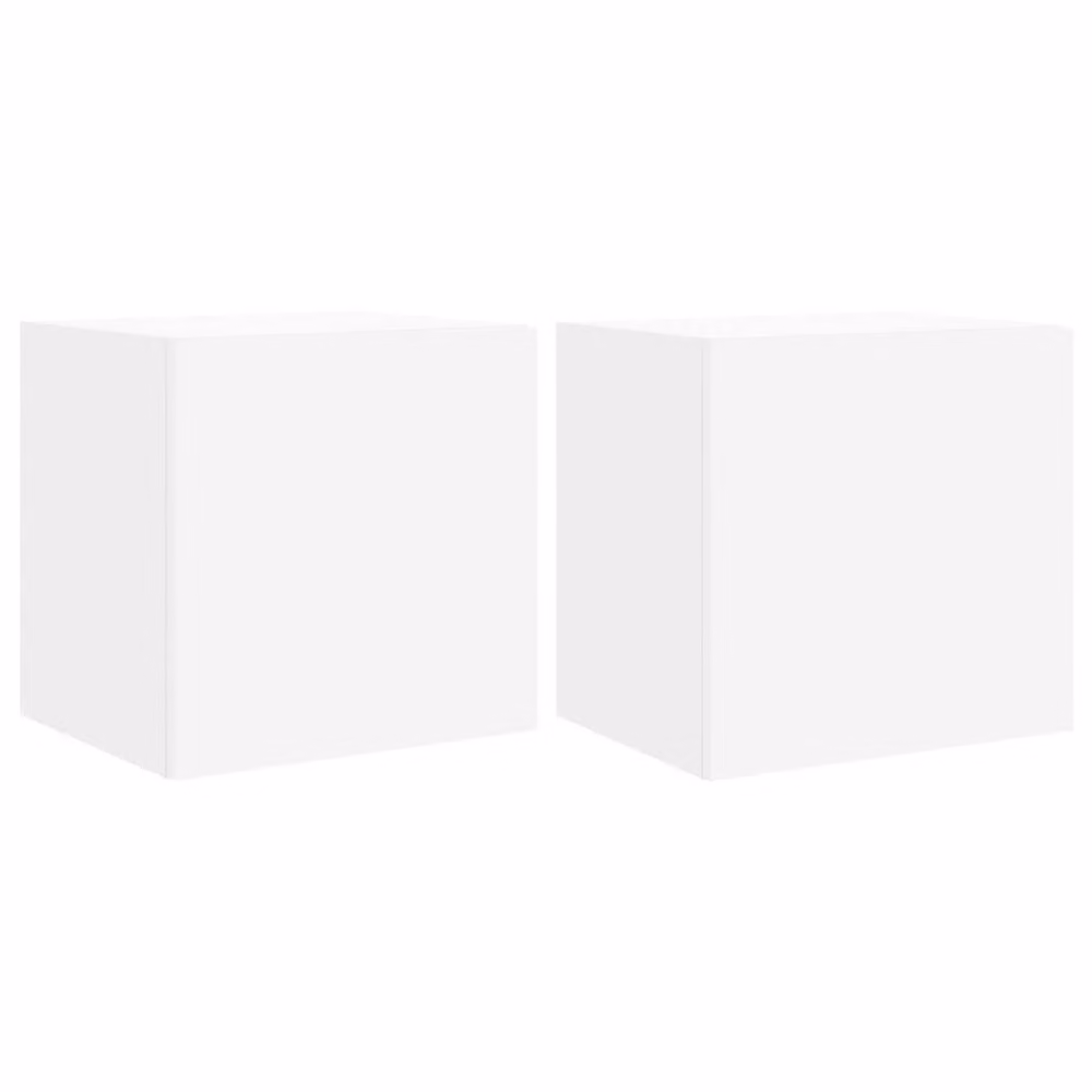 Berkfield Home Set of 2 White Modern TV Wall Cabinets with LED Lights, W/D/H: 40.5 x 35 x 40 cm – 2