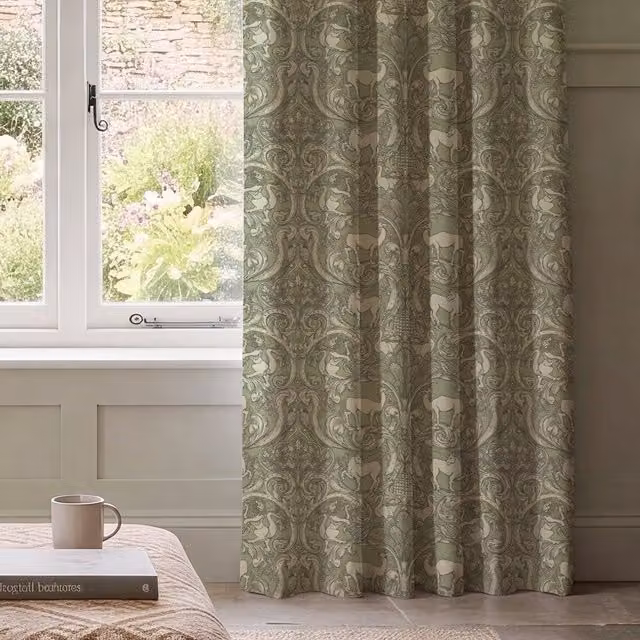 HOUSE Llewelyn-Bowen Menagerie Artois Made To Measure Blackout Cotton Curtains in Sage Green