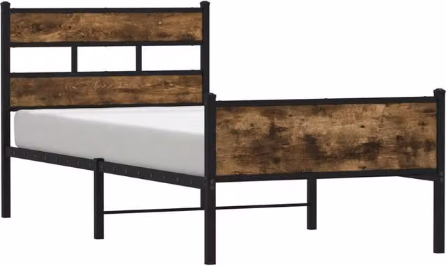 Berkfield Home Single Bed Frame in Smoked Oak and Brown Engineered Wood, W/D/H: 90 x 190 cm – 1