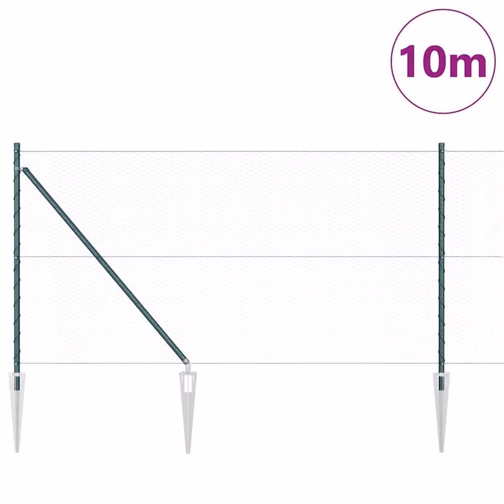 Berkfield Home Green Hexagon Steel In-Ground Fence, W/H: 10 m x 1 m – 3