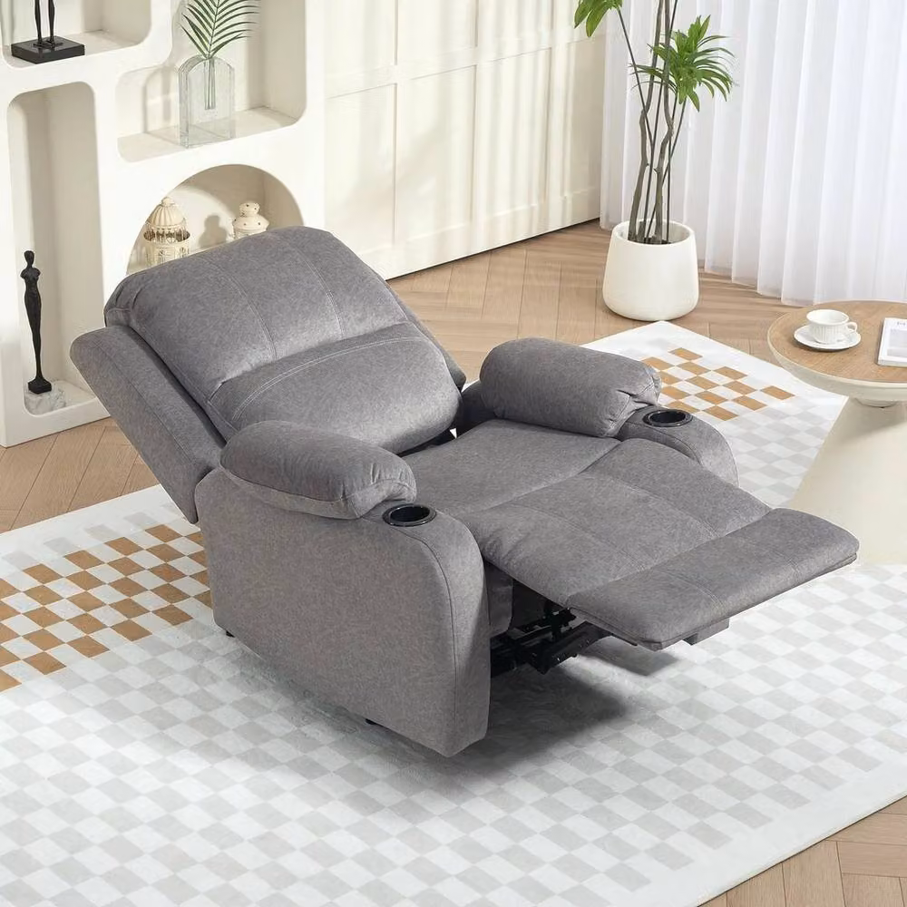 FORGEVIO Modern Recliner Armchair in Grey Microfibre Fabric for your Living Room – 5