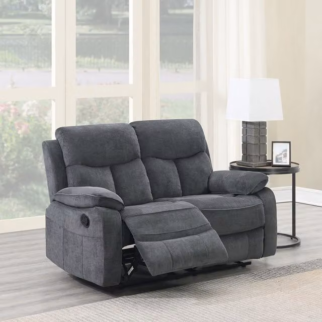 Denby 2 Seater Manual Recliner Sofa in Grey Fabric
