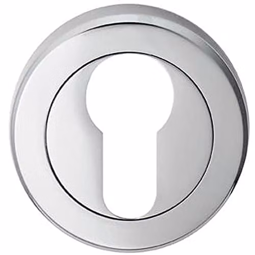 Loops 50mm Euro Profile Round Escutcheon with Bevelled Edge and Concealed Fix in Polished Chrome
