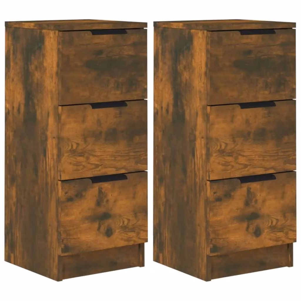 Berkfield Home Set of 2 Wall Mounted Sideboards in Smoked Oak Brown, W/D/H: 30 x 30 x 70 cm – 2
