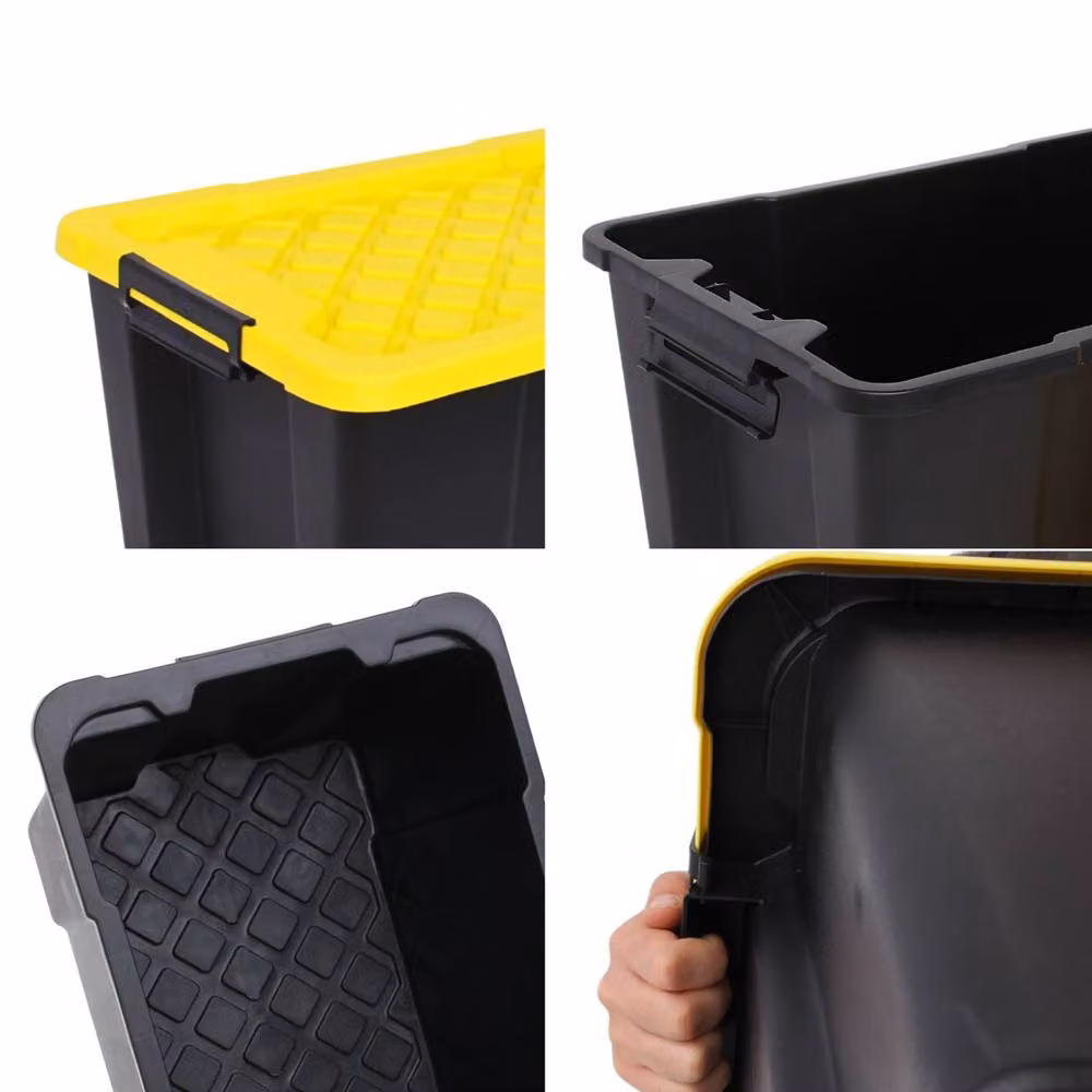 Novecrafto Black Plastic Stackable Storage Box with Lid and Handles, Medium – 3
