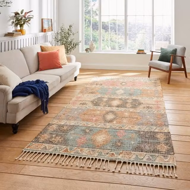 The Rug Shop UK Multi Modern Geometric Jute Striped Kilim Easy To Clean Rug, W/D/H: 150 x 230 cm – 1