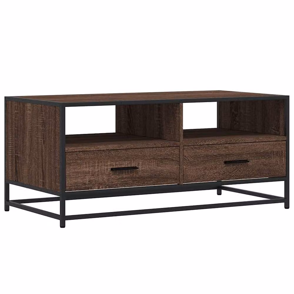 Berkfield Home Industrial Brown Oak Coffee Table with Metal Sled Base, W/D/H: 100 x 50 x 45 cm – 2