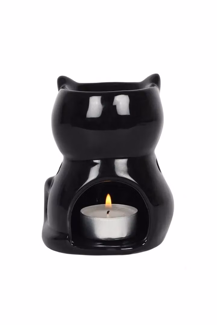KDMD Black Ceramic Cat Oil Burner and Tealight Lamp – 2