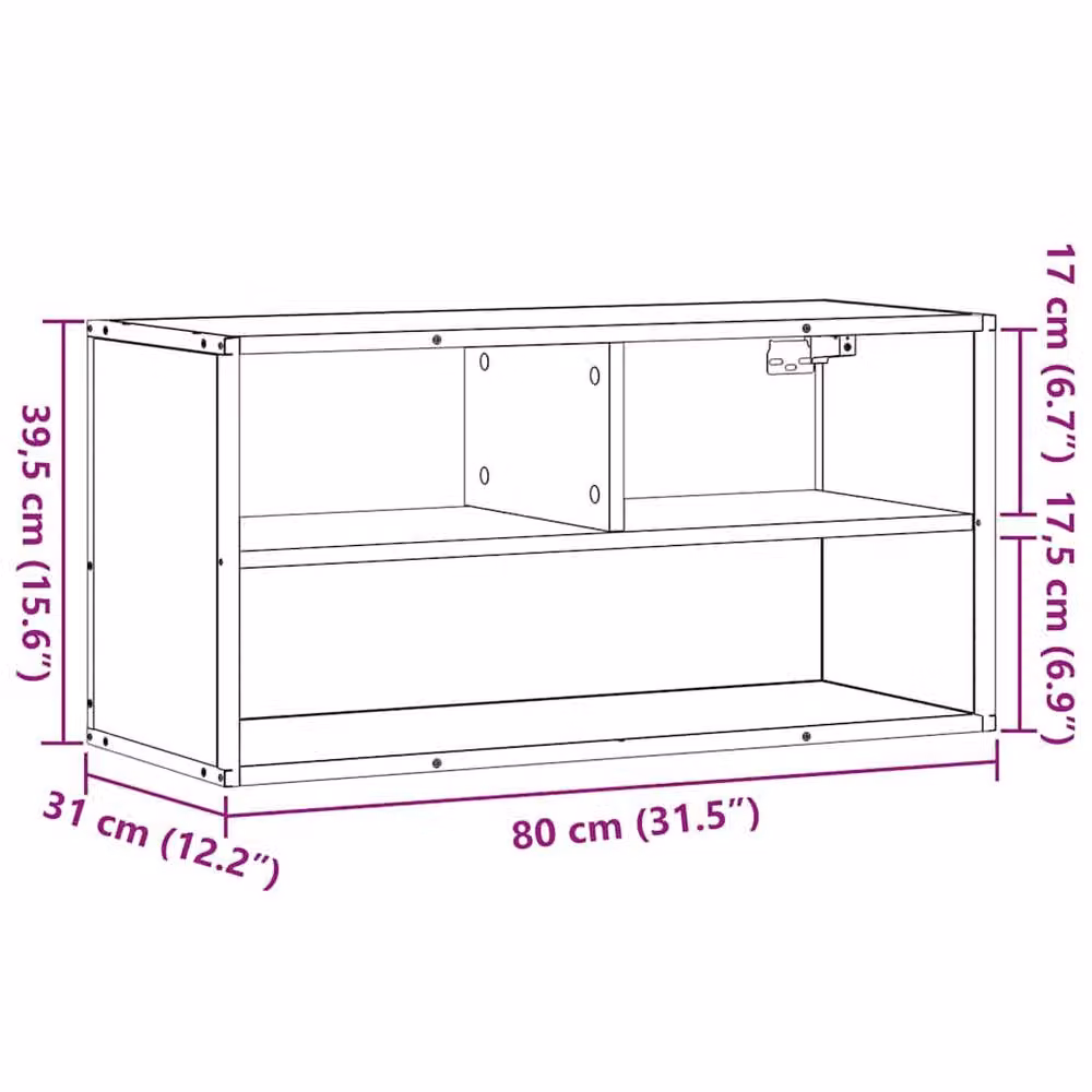 Berkfield Home Black TV Cabinet in Engineered Wood and Metal, W: 80 cm, D: 31 cm, H: 39.5 cm – 4