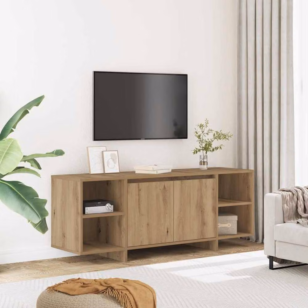 Berkfield Home Artisan Oak TV Cabinet in Brown, W: 130 cm, D: 35 cm, H: 50 cm – 2