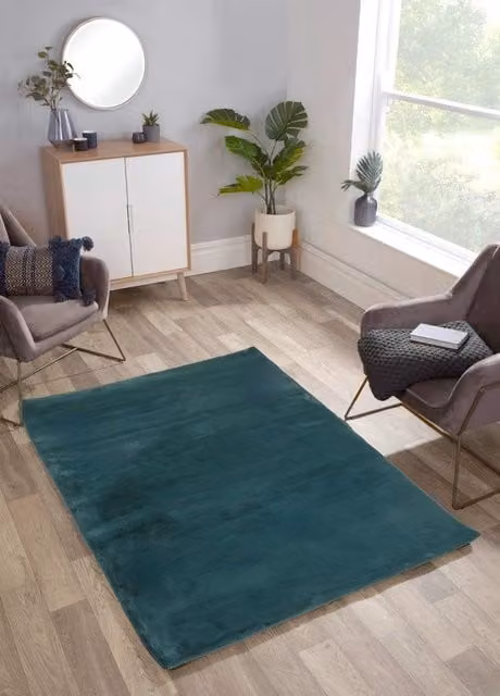 The Linen Consultancy Green Faux Fur Luxury Rectangular Rug, W: 150 cm x D: 200 cm