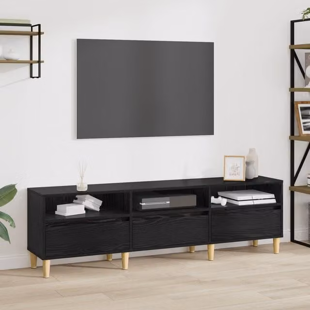 Berkfield Home Rustic Black Oak TV Cabinet, W: 150 cm, D: 30 cm, H: 45 cm