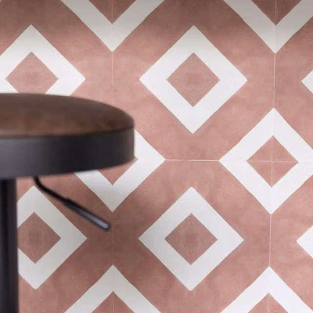 Quadrostyle SALON IN RED EARTH Geometric Red Adhesive Wall Tile and Furniture Vinyl Stickers, 15 cm