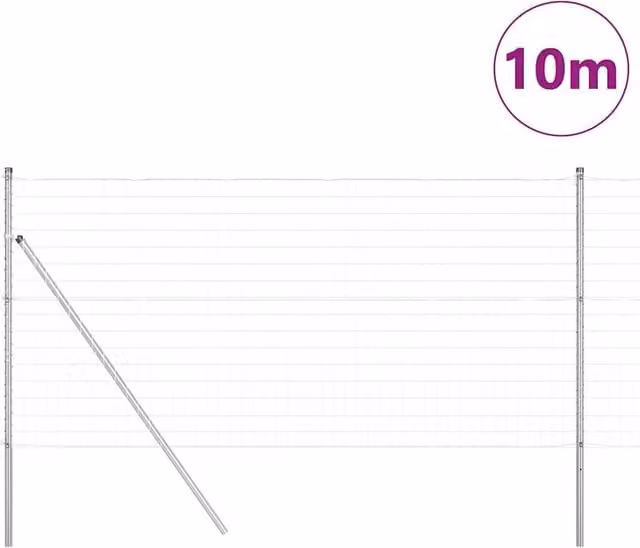 Berkfield Home Modern Euro Fence with 7 Posts, Galvanised Steel, Silver, W: 10 m, H: 1 m
