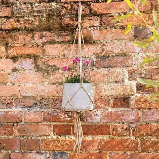 Primrose Round Concrete Hanging Planter in Grey and Beige, Diameter: 20 cm