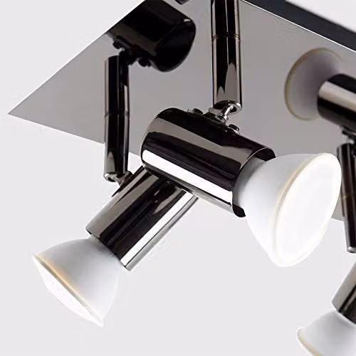 ValueLights Consul 6 Way Adjustable GU10 Ceiling Bar Spotlight in Black and Chrome – 3