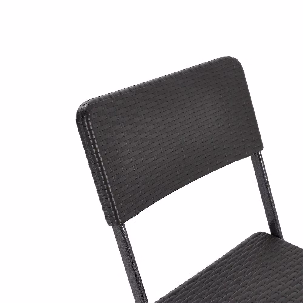 Living and Home Set of 2 Black Rattan Plastic Folding Outdoor Chairs – 4