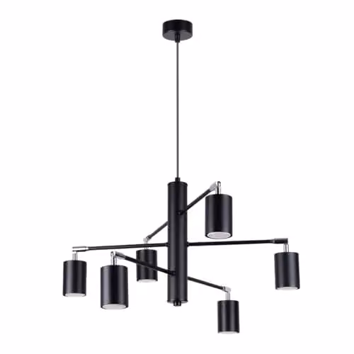SOLLUX LEMMI 6 Chandelier Black Modern Metal Suspended Lighting Fixture for Living Rooms, W/D/H: 77 x 77 x 125 cm – 1