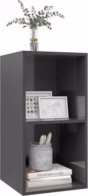 Berkfield Home Practical Wall-mounted TV Cabinet in High Gloss Grey, W/D/H: 37 x 37 x 72 cm – 1