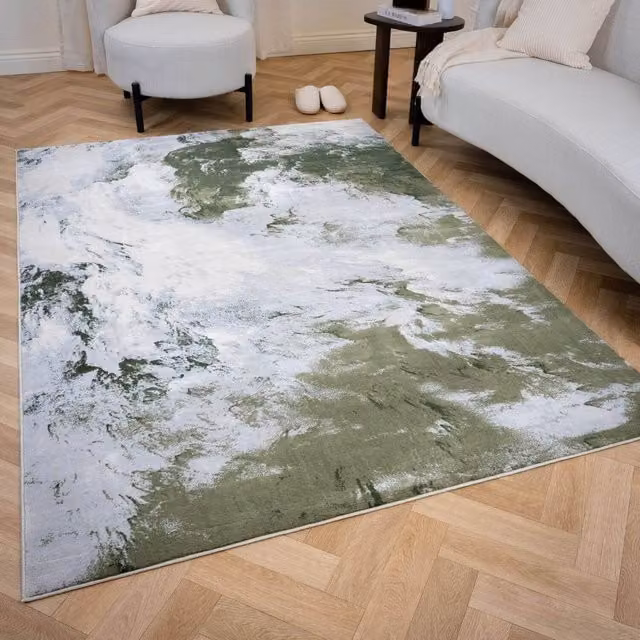 THE RUGS Elaris Stain Resistant Marble Design Area Rug, Green, W: 80 cm, L: 150 cm