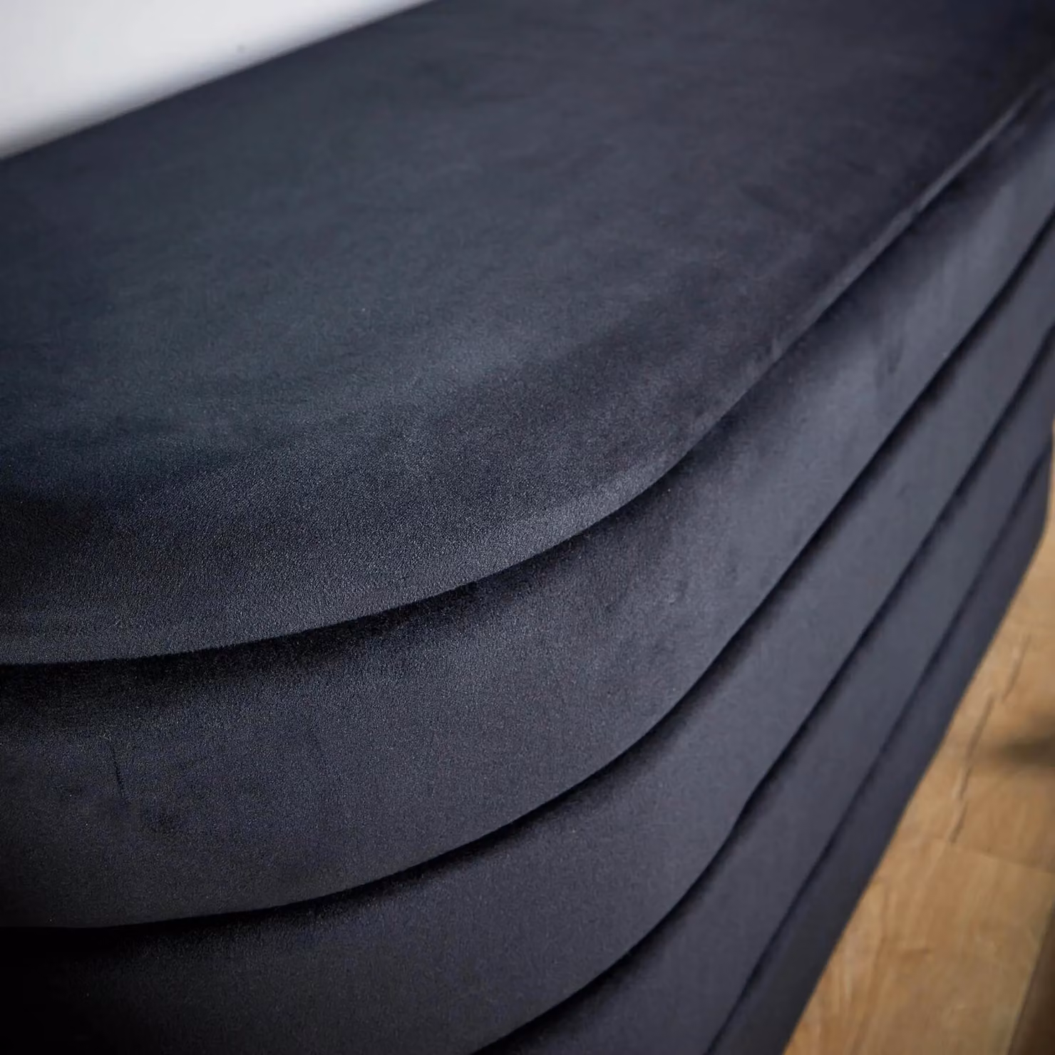 Home Source Velvet Storage Ottoman Bench Footstool in Black – 3