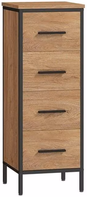 NESTLUNE Brown Bathroom Storage Cabinet with 4 Drawers, W: 100 cm, D: 15 cm, H: 15 cm – 1