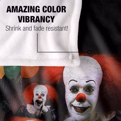 LOGOVISION It 1990 Many Faces of Pennywise Super Soft Silky Touch Fleece Throw Blanket, Multicolour, W: 91.44 cm x D: 147.32 cm – 3