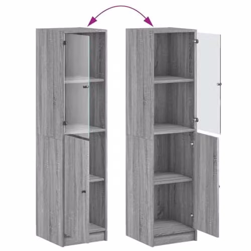vidaXL Modern Highboard with Glass Doors in Grey Sonoma, W/D/H: 35 x 37 x 142 cm – 2