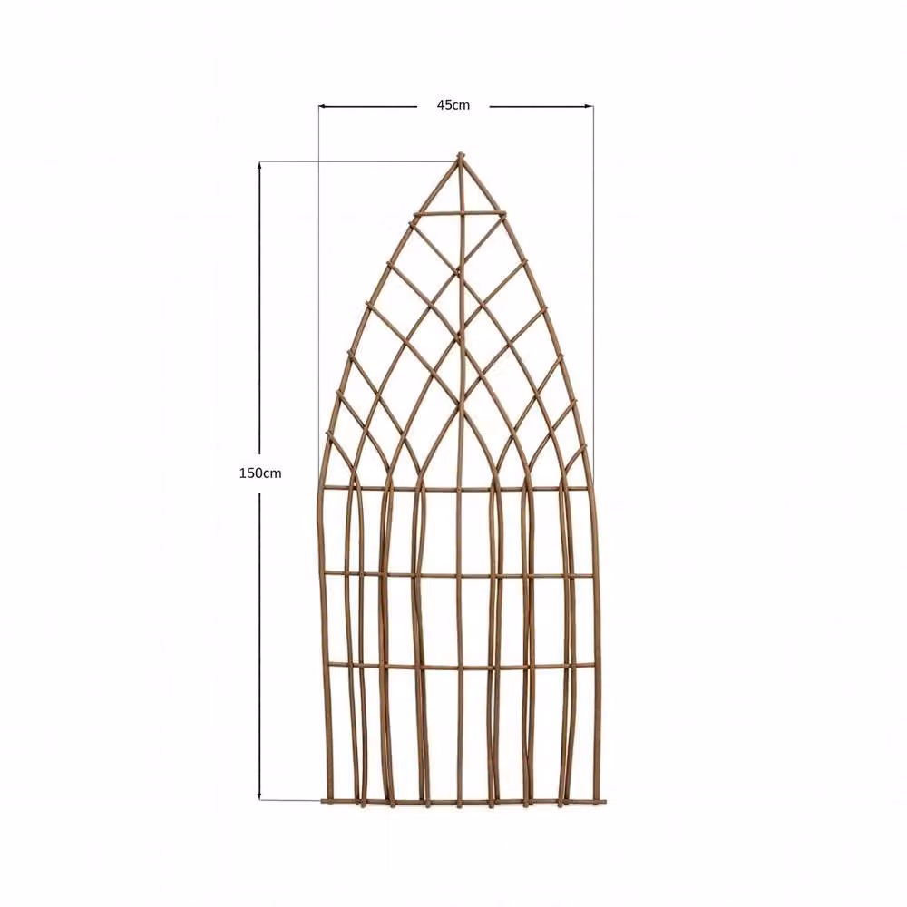 Primrose Pack of 3 Arched Natural Willow Garden Trellis Panels, Brown, W/H: 45 x 150 cm – 3