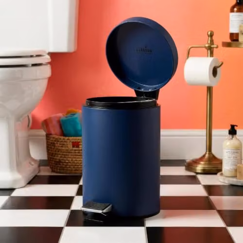 Harbour Housewares 3L Round Stainless Steel Pedal Bin with Removable Inner Bucket in Blue – 2