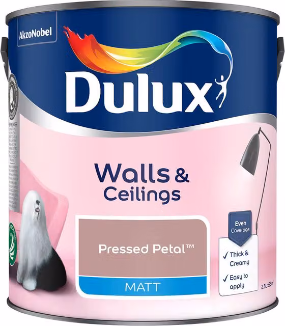 Dulux Matt Dispersion Emulsion Paint, Pink, 2.5l