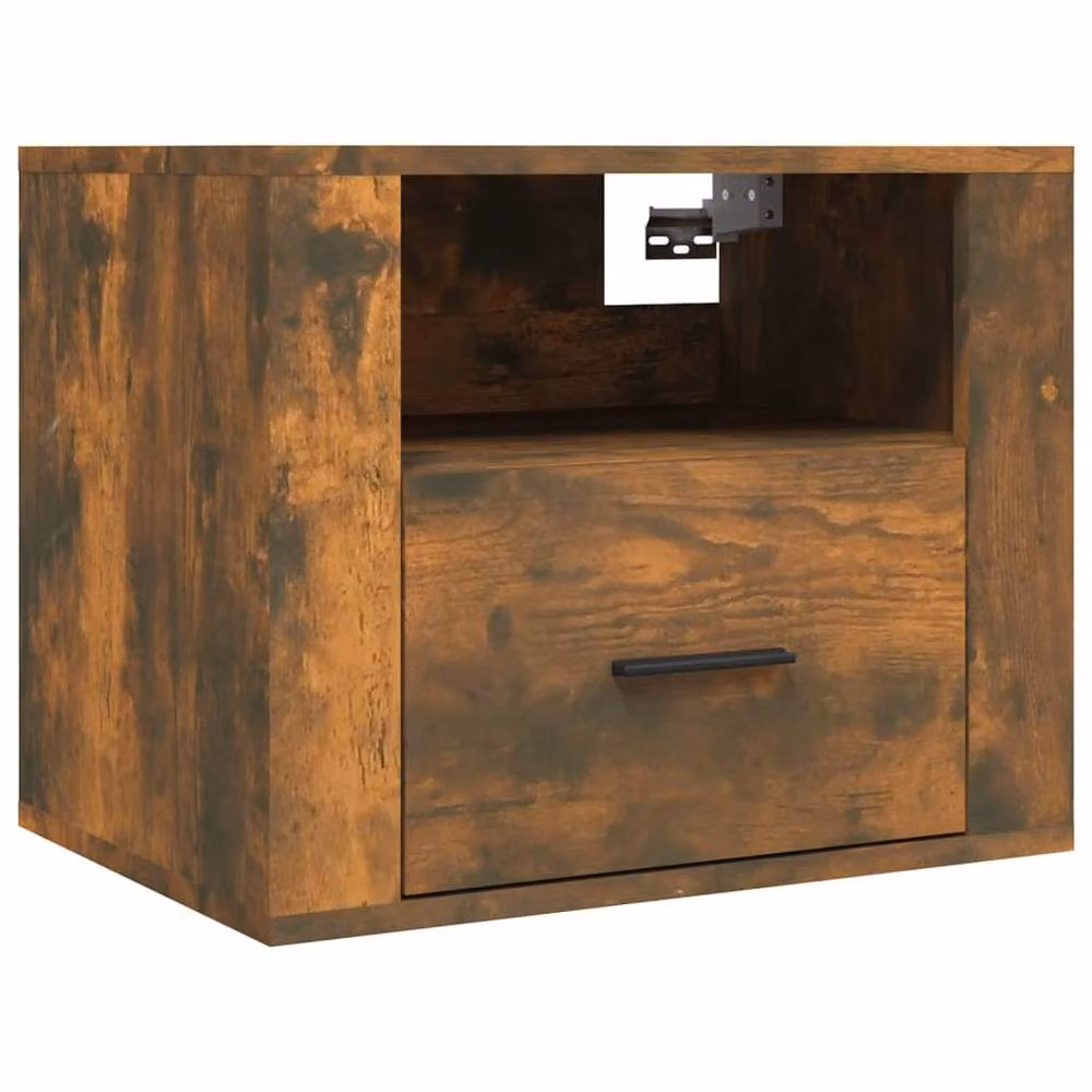 Berkfield Home Elegant Wall-mounted Bedside Cabinet in Smoked Oak Brown, W: 50 cm, D: 36 cm, H: 40 cm – 2