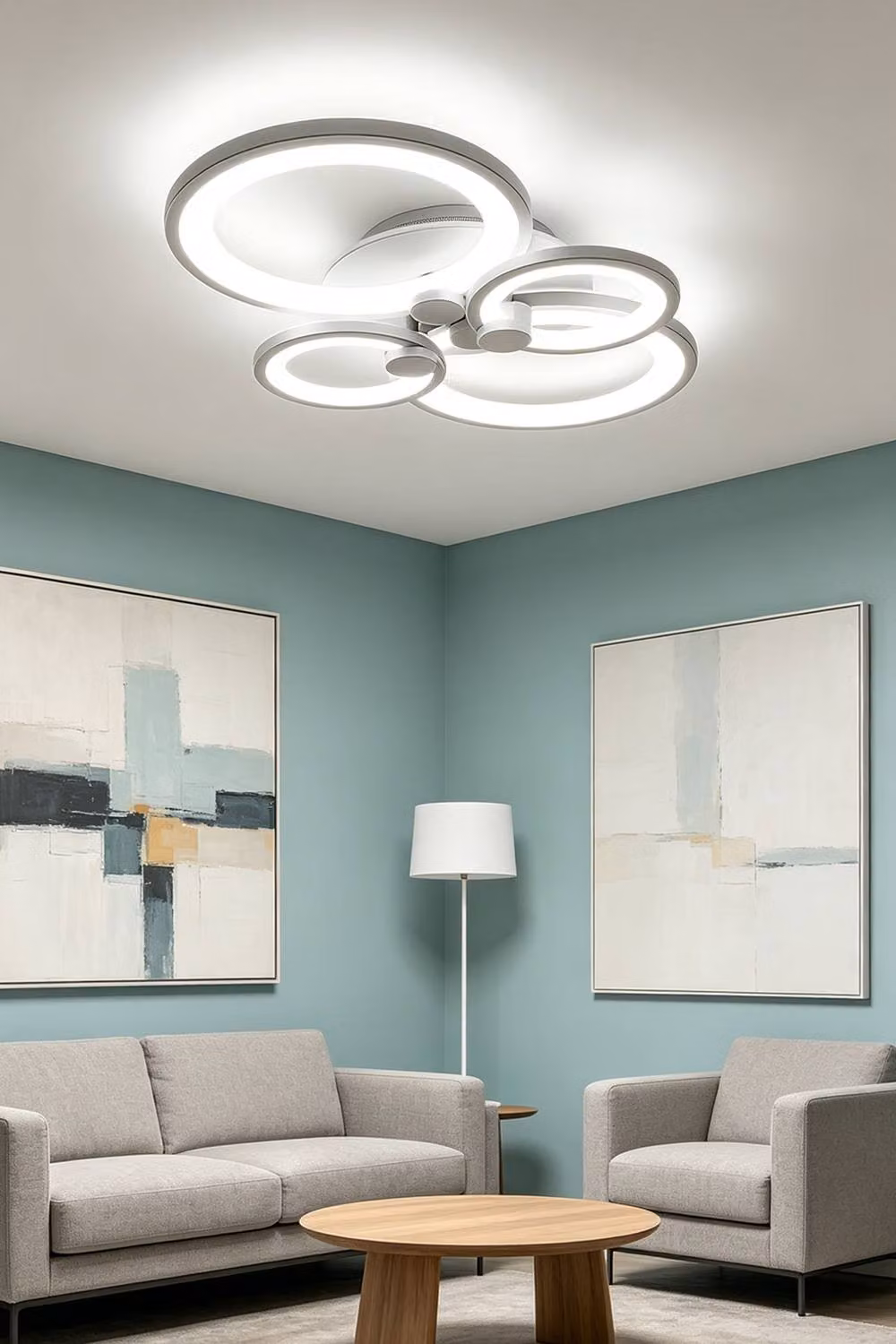 ExtraStar Contemporary 4-Ring LED Flush Mount Ceiling Light in White and Multicolour RGB – 2