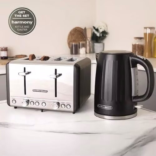 Hamilton Beach Harmony 4 Slice Toaster, 1850W, Espresso Black and Silver Stainless Steel with 6 Browning Controls, Defrost, Reheat and Cancel Settings, Removable Crumb Tray and High Lift Eject, HBT018B – 2