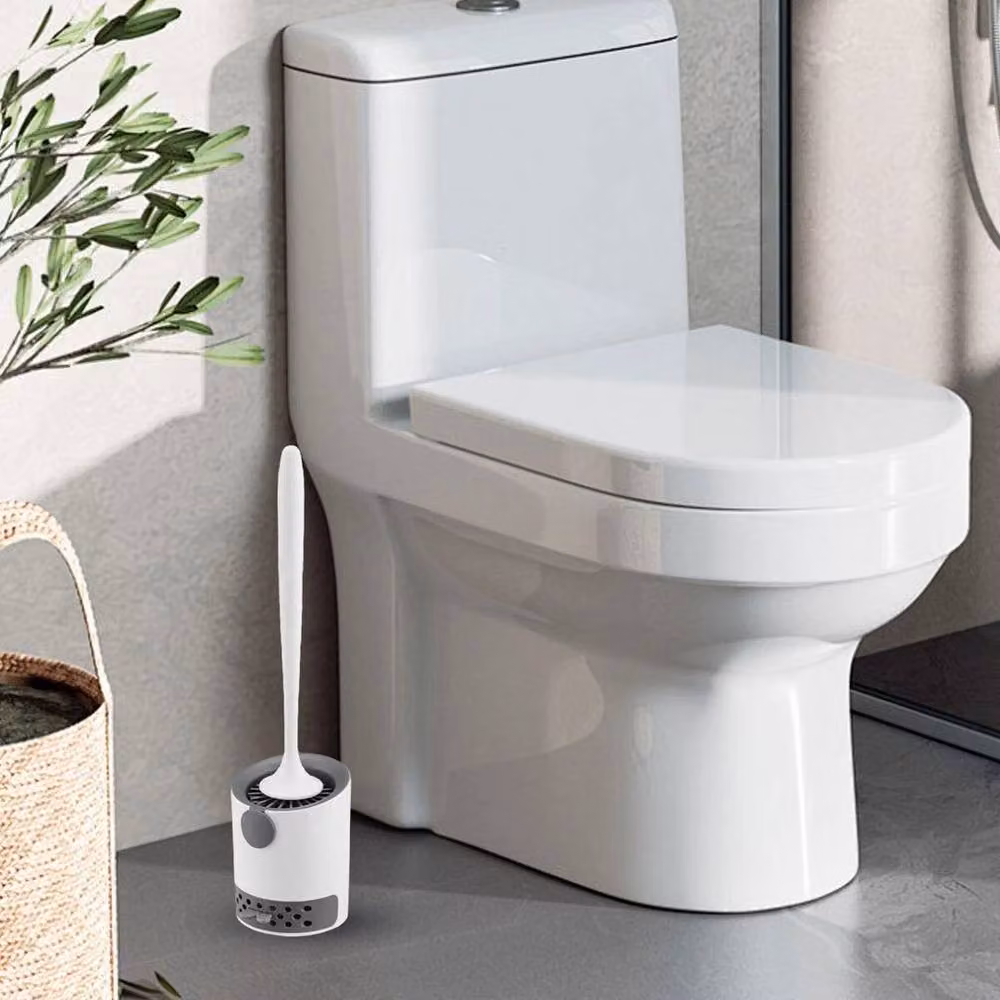 Kelvenix White Silicone Toilet Brush with Freestanding Holder – 2