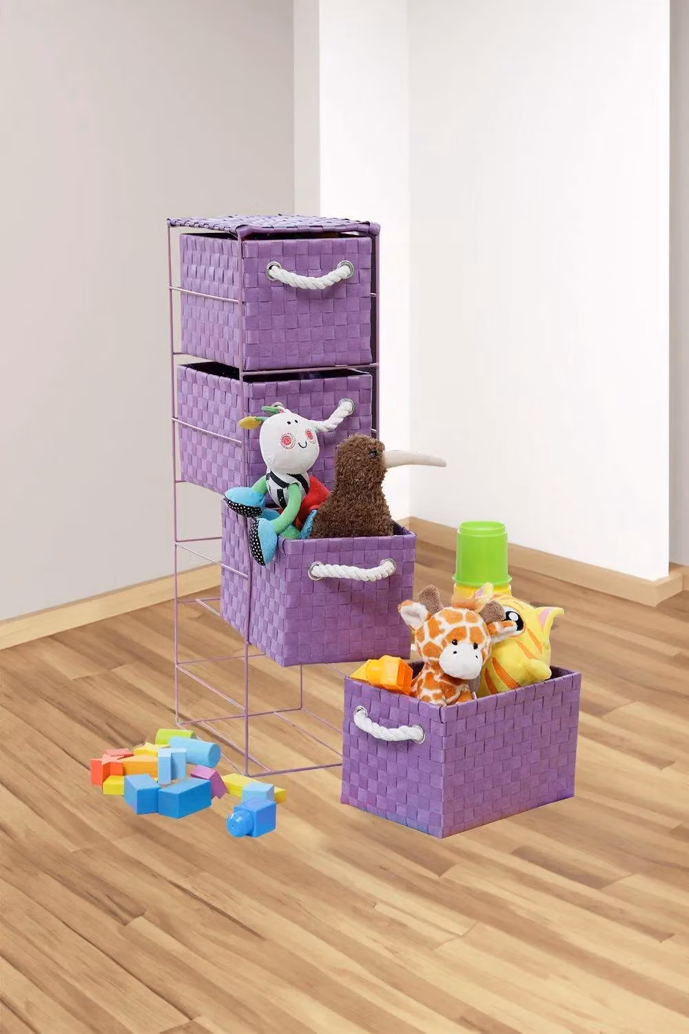 Arpan 4-Drawer Freestanding Storage Unit, Pack of 2, Purple, W/D/H: 18 x 25 x 65 cm – 4